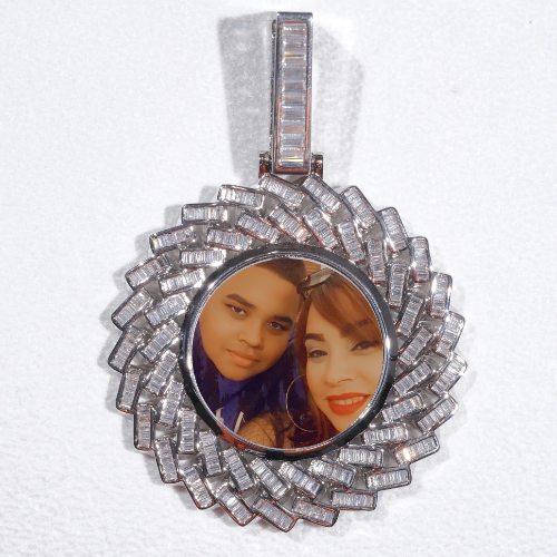 Large 3D Baguette Custom Picture Pendant