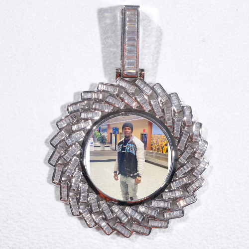 Large 3D Baguette Custom Picture Pendant