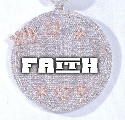 CUSTOM LETTER NECKLACE 3D BIG CROWN DISC