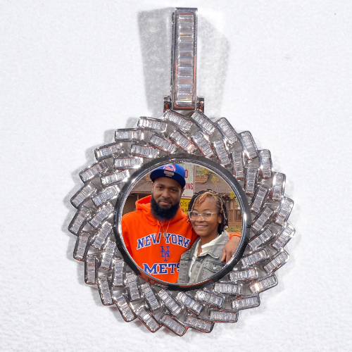 Large 3D Baguette Custom Picture Pendant