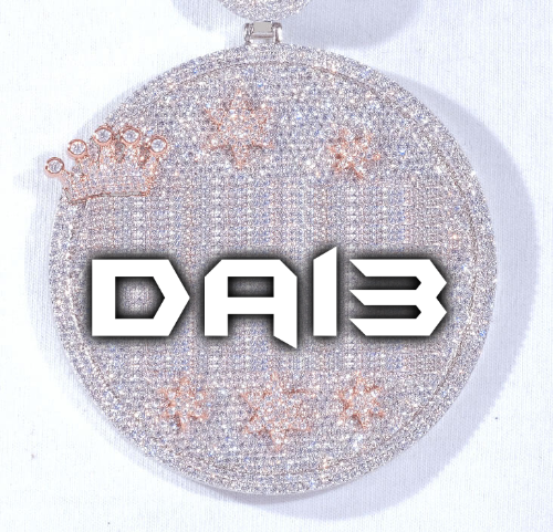 CUSTOM LETTER NECKLACE 3D BIG CROWN DISC