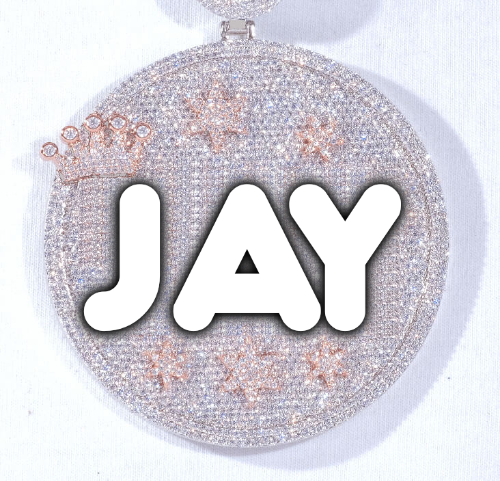 CUSTOM LETTER NECKLACE 3D BIG CROWN DISC
