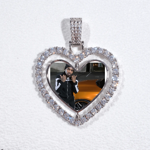 3D Spinning 2-Faced Heart Custom Picture Pendant