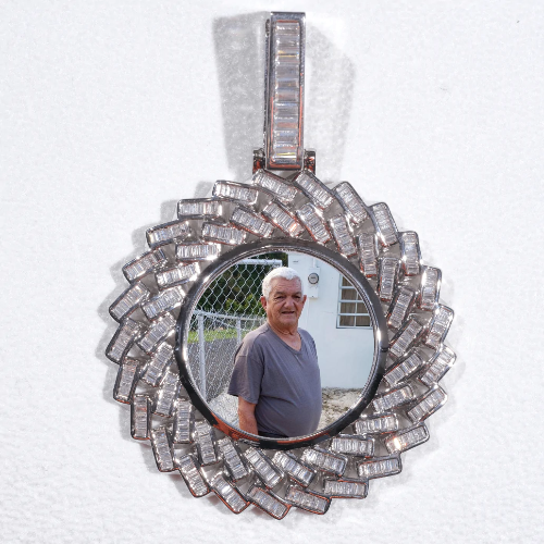 Large 3D Baguette Custom Picture Pendant