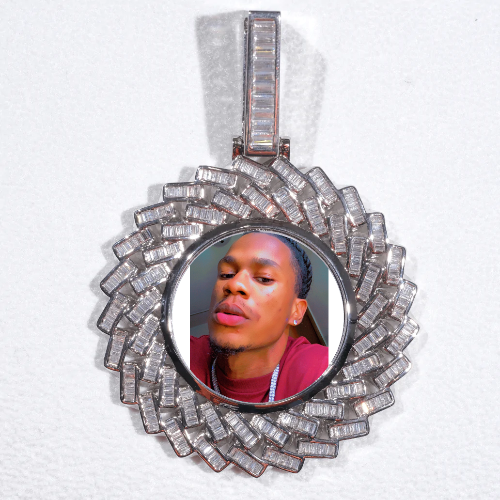 Large 3D Baguette Custom Picture Pendant