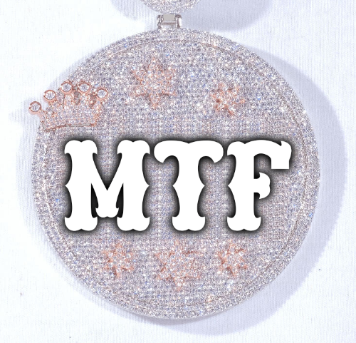 CUSTOM LETTER NECKLACE 3D BIG CROWN DISC