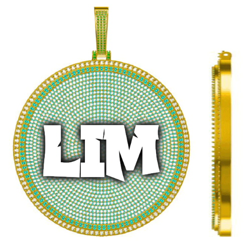 CUSTOM LETTER NECKLACE 3D BIG DISC