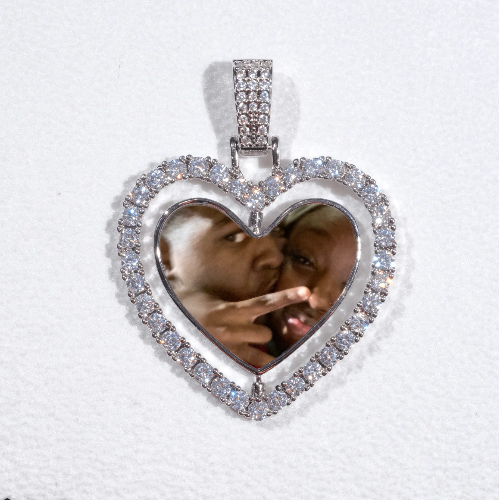 3D Spinning 2-Faced Heart Custom Picture Pendant