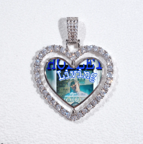 3D Spinning 2-Faced Heart Custom Picture Pendant