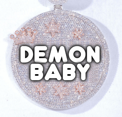 CUSTOM LETTER NECKLACE 3D BIG CROWN DISC