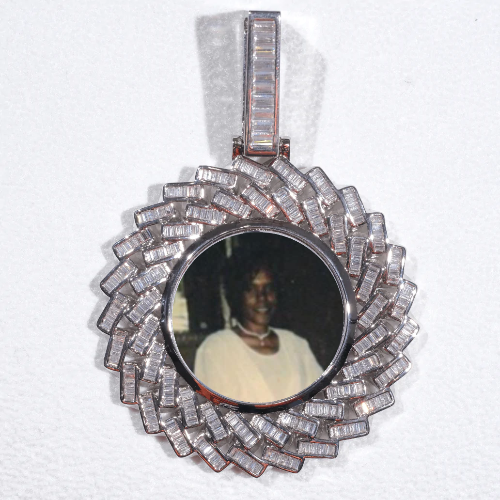 Large 3D Baguette Custom Picture Pendant