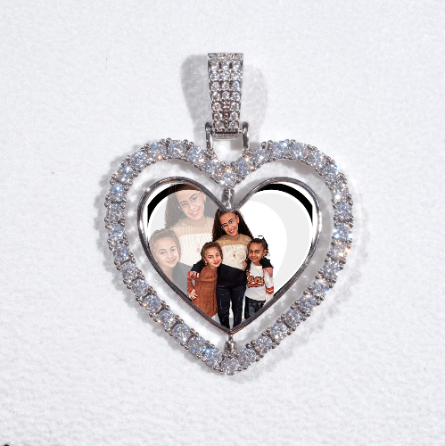 3D Spinning 2-Faced Heart Custom Picture Pendant
