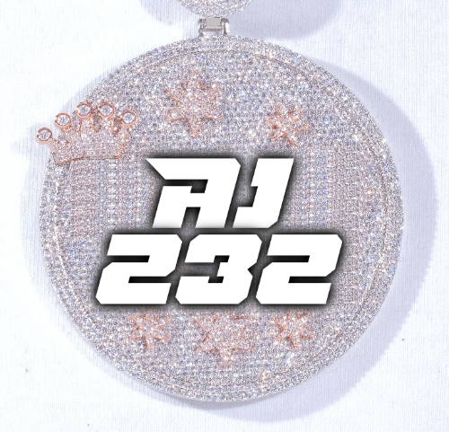 CUSTOM LETTER NECKLACE 3D BIG CROWN DISC
