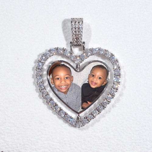 3D Spinning 2-Faced Heart Custom Picture Pendant