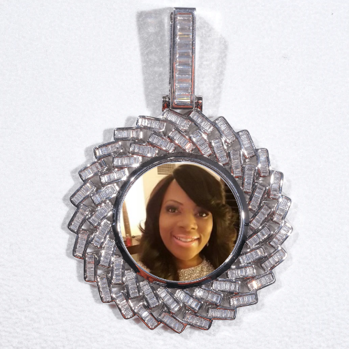 Large 3D Baguette Custom Picture Pendant