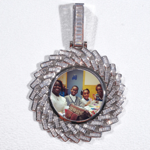 Large 3D Baguette Custom Picture Pendant