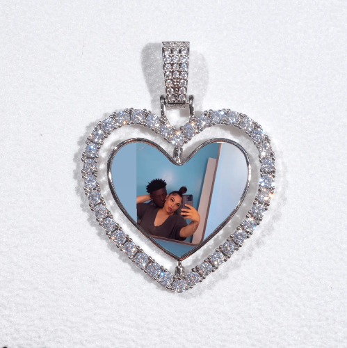 3D Spinning 2-Faced Heart Custom Picture Pendant
