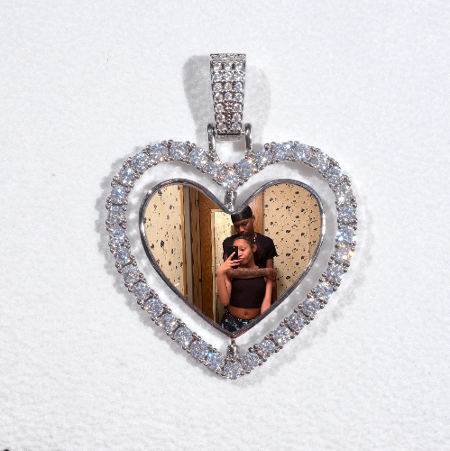 3D Spinning 2-Faced Heart Custom Picture Pendant