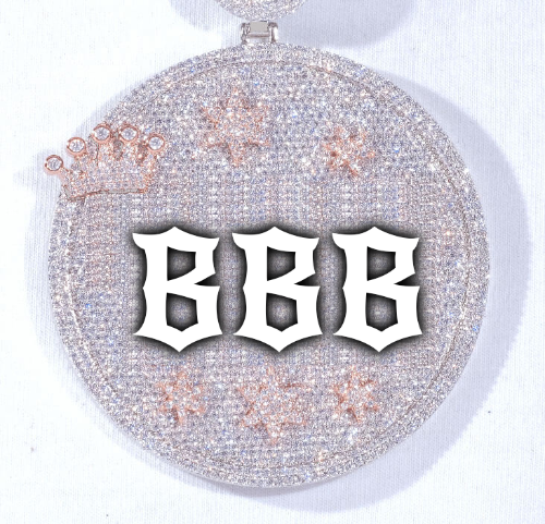 CUSTOM LETTER NECKLACE 3D BIG CROWN DISC
