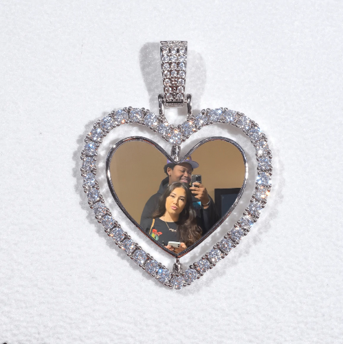 3D Spinning 2-Faced Heart Custom Picture Pendant