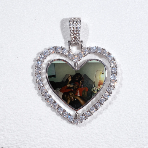 3D Spinning 2-Faced Heart Custom Picture Pendant