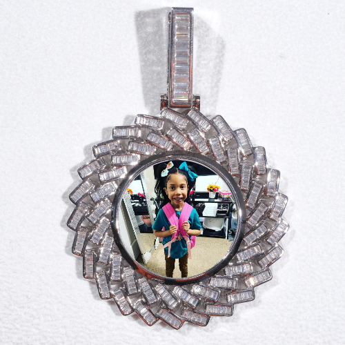 Large 3D Baguette Custom Picture Pendant