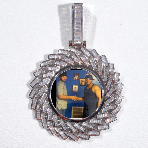 Large 3D Baguette Custom Picture Pendant