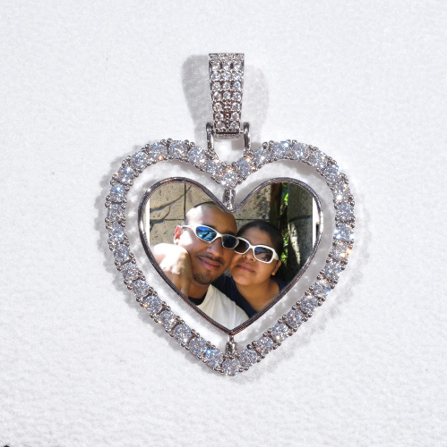 3D Spinning 2-Faced Heart Custom Picture Pendant