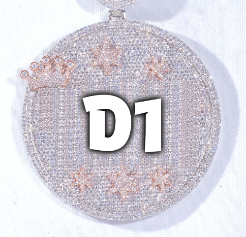CUSTOM LETTER NECKLACE 3D BIG CROWN DISC