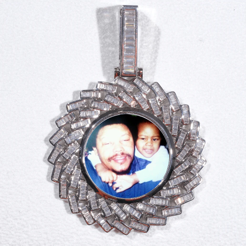 Large 3D Baguette Custom Picture Pendant