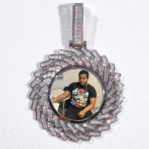 Large 3D Baguette Custom Picture Pendant