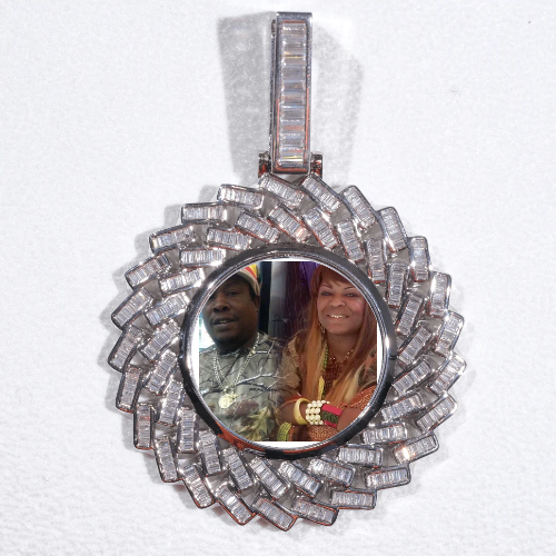 Large 3D Baguette Custom Picture Pendant