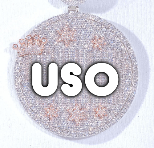 CUSTOM LETTER NECKLACE 3D BIG CROWN DISC