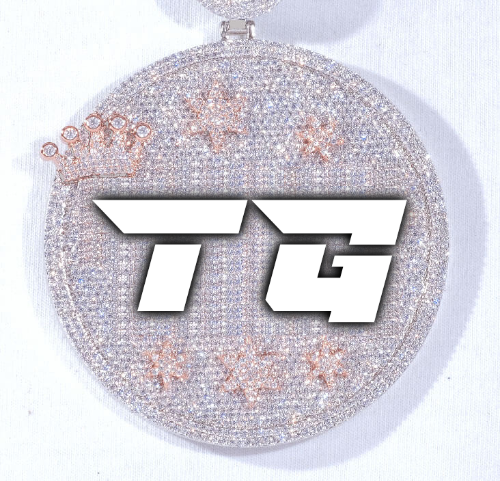 CUSTOM LETTER NECKLACE 3D BIG CROWN DISC