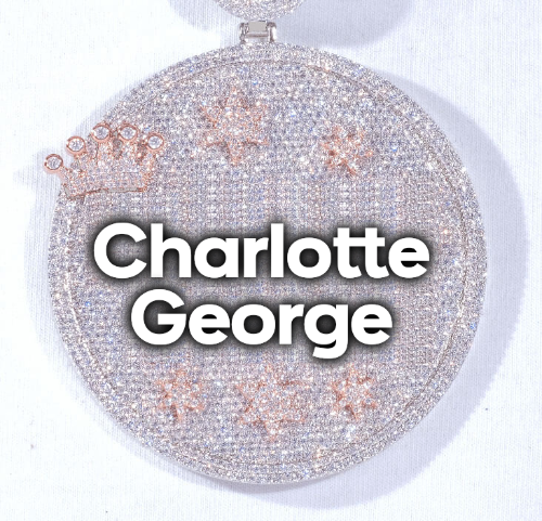 CUSTOM LETTER NECKLACE 3D BIG CROWN DISC