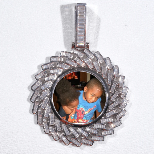 Large 3D Baguette Custom Picture Pendant