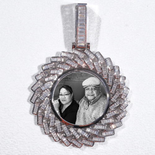 Large 3D Baguette Custom Picture Pendant
