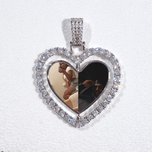 3D Spinning 2-Faced Heart Custom Picture Pendant