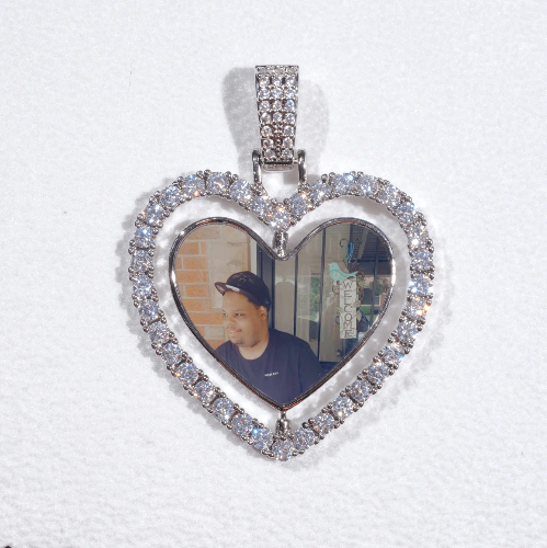 3D Spinning 2-Faced Heart Custom Picture Pendant
