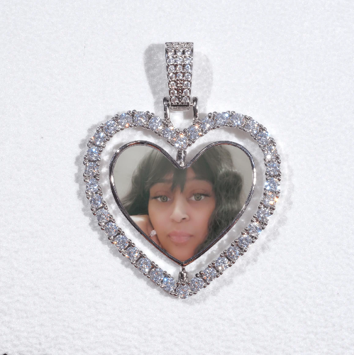 3D Spinning 2-Faced Heart Custom Picture Pendant