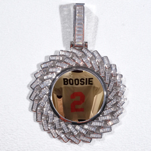 Large 3D Baguette Custom Picture Pendant