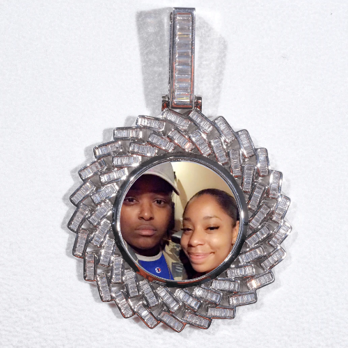 Large 3D Baguette Custom Picture Pendant