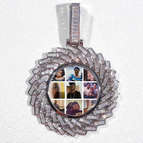 Large 3D Baguette Custom Picture Pendant