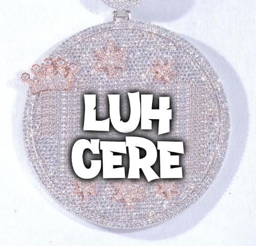 CUSTOM LETTER NECKLACE 3D BIG CROWN DISC