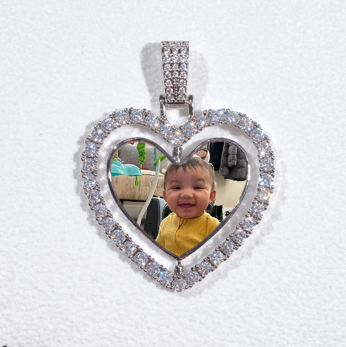 3D Spinning 2-Faced Heart Custom Picture Pendant