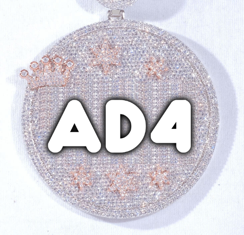 CUSTOM LETTER NECKLACE 3D BIG CROWN DISC