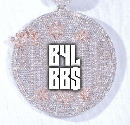 CUSTOM LETTER NECKLACE 3D BIG CROWN DISC