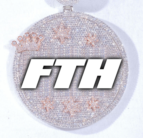 CUSTOM LETTER NECKLACE 3D BIG CROWN DISC