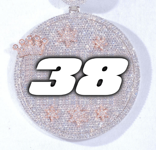 CUSTOM LETTER NECKLACE 3D BIG CROWN DISC
