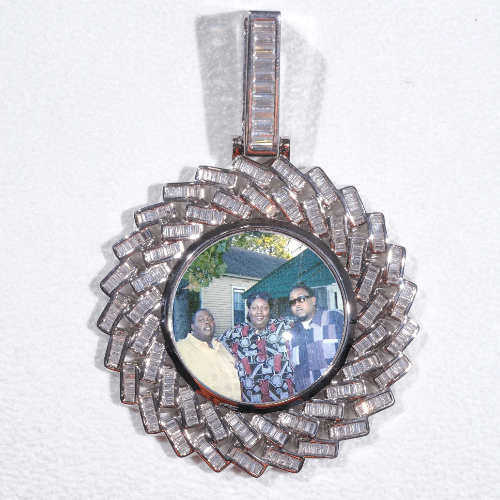 Large 3D Baguette Custom Picture Pendant